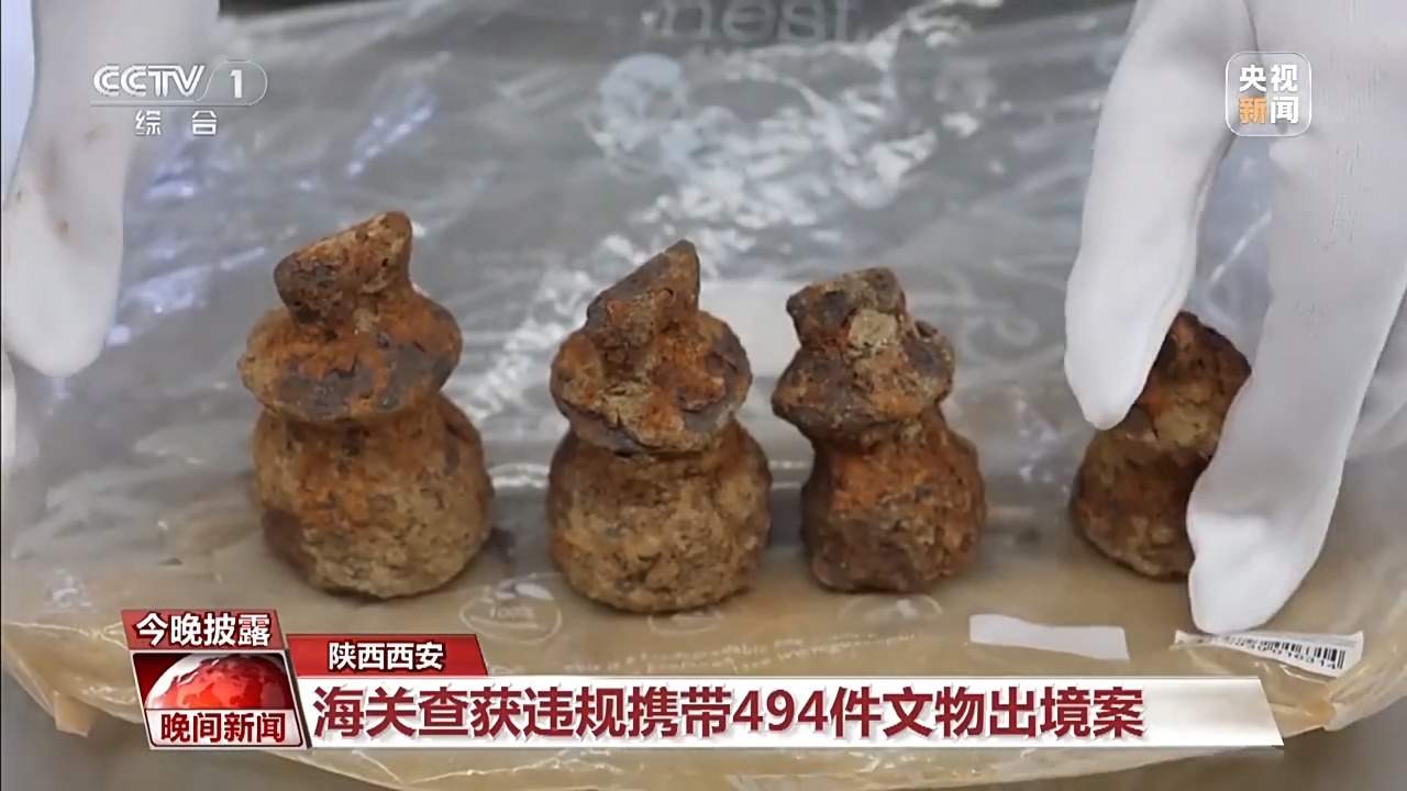 陕西西安海关查获违规携带494件文物出境案