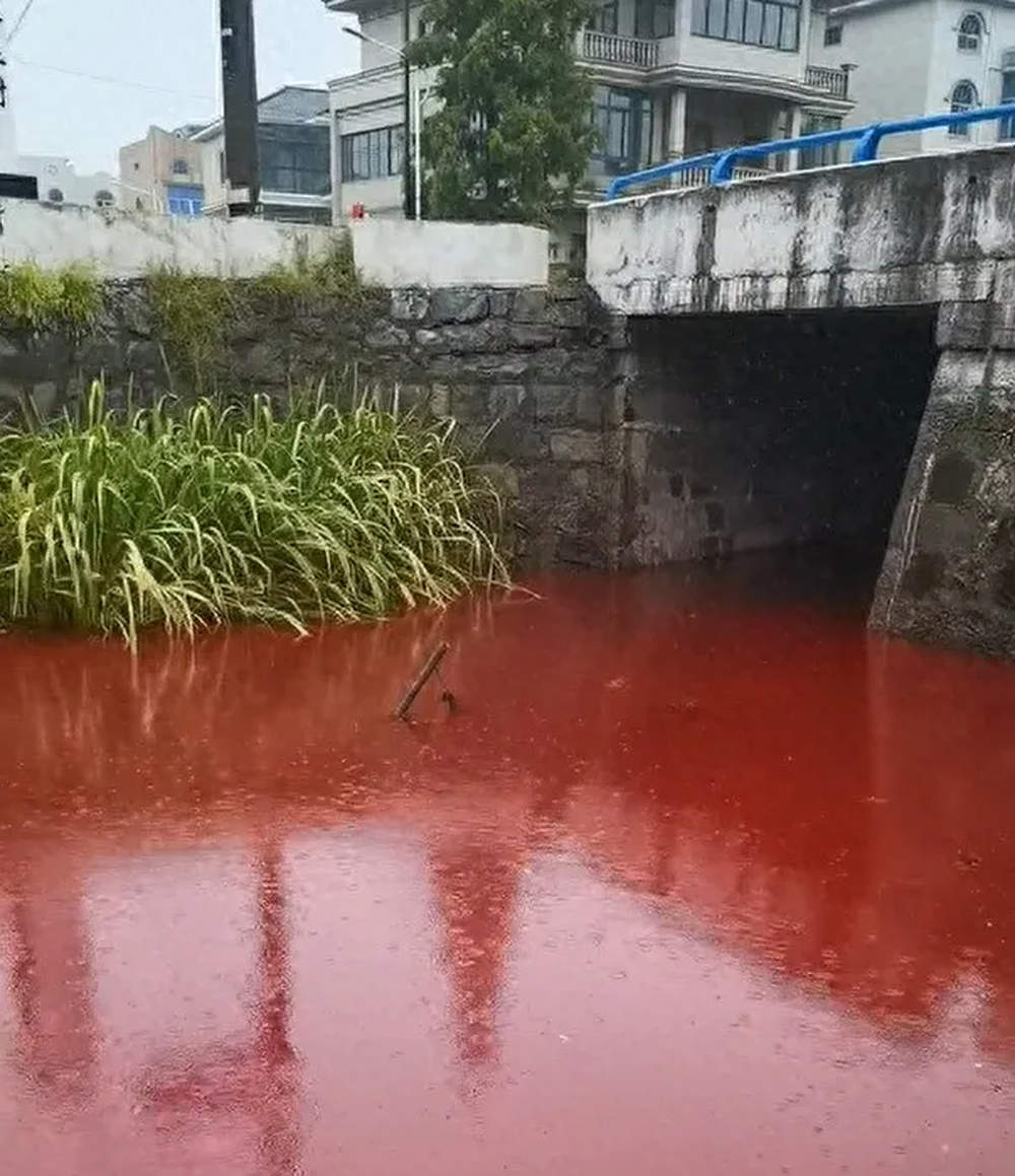 杭州一河段河水呈异常红色，当地多方回应