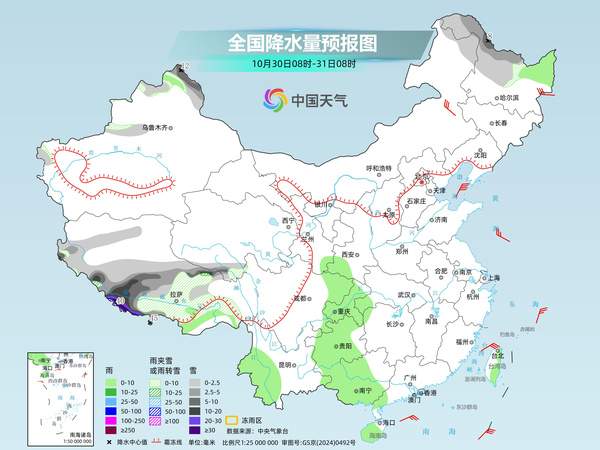 西藏南部等地有强雨雪 明起东西两路冷空气将南下