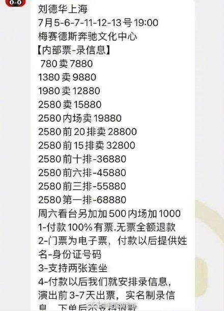 刘德华演唱会第一排被炒到68880元 歌迷：眼看着刚进去就秒没了