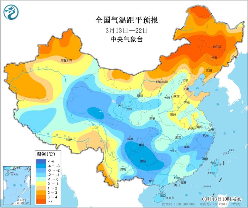 中央气象台：未来十天江南华南等地气温偏低 15日前南方地区多阴雨