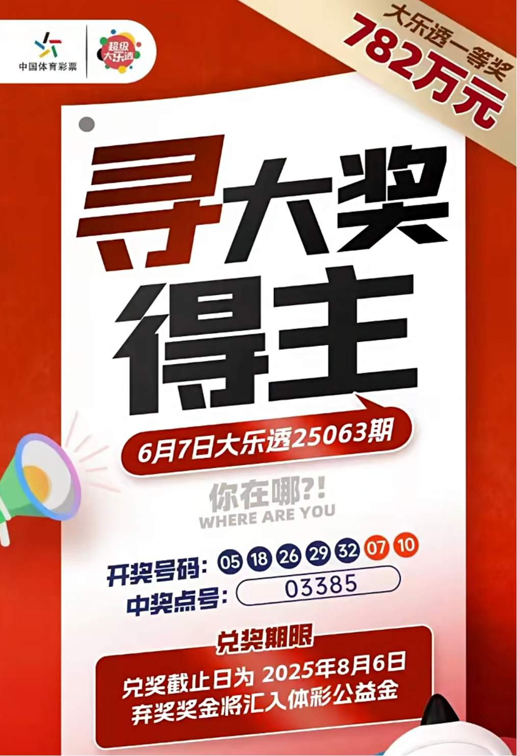 782万彩票大奖无人认领，兑奖今日截止，湖北体彩紧急寻人