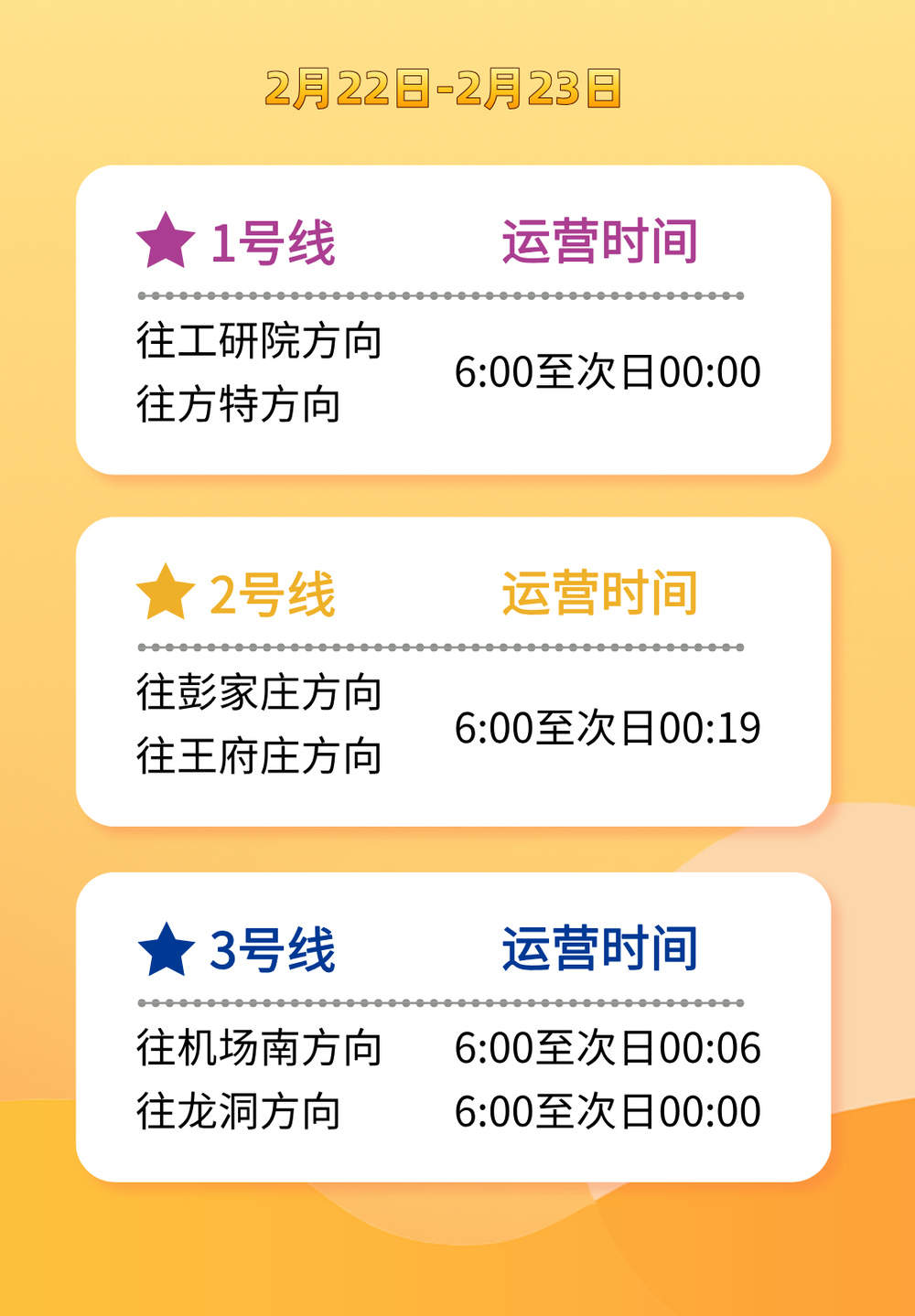 @返济大学生:2月22日至23日,济南地铁延时运营