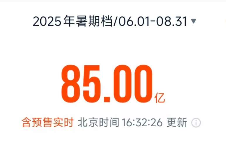 2025年暑期档电影总票房破85亿
