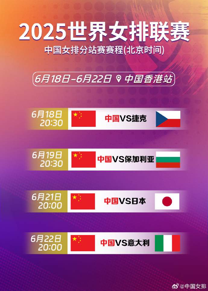 世界女排联赛香港站今日开赛 中国女排将迎战捷克