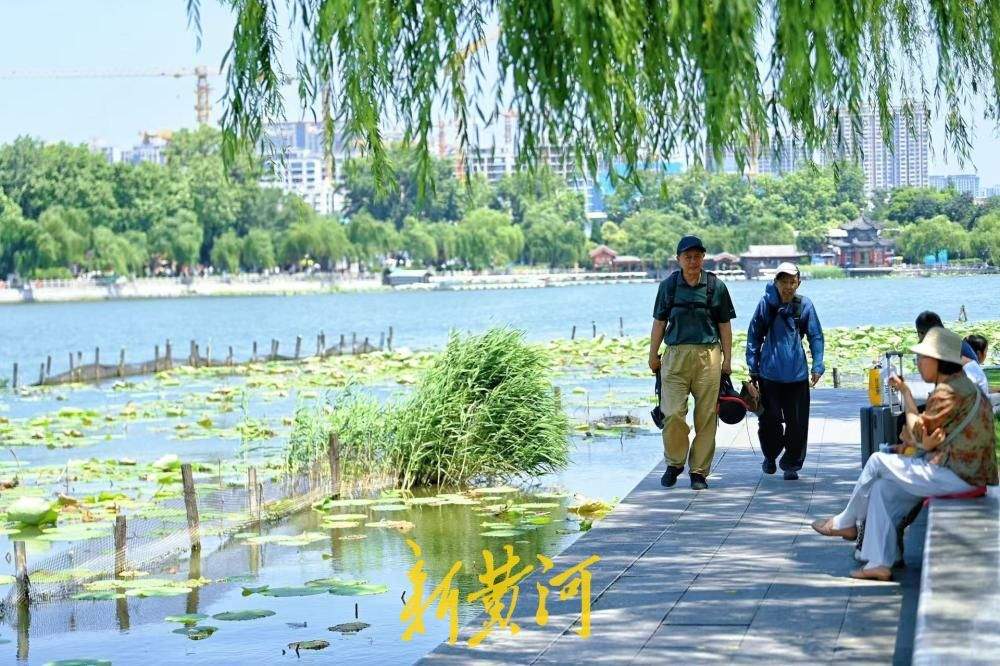 泉城连日高温 市民游客大明湖畔觅清凉