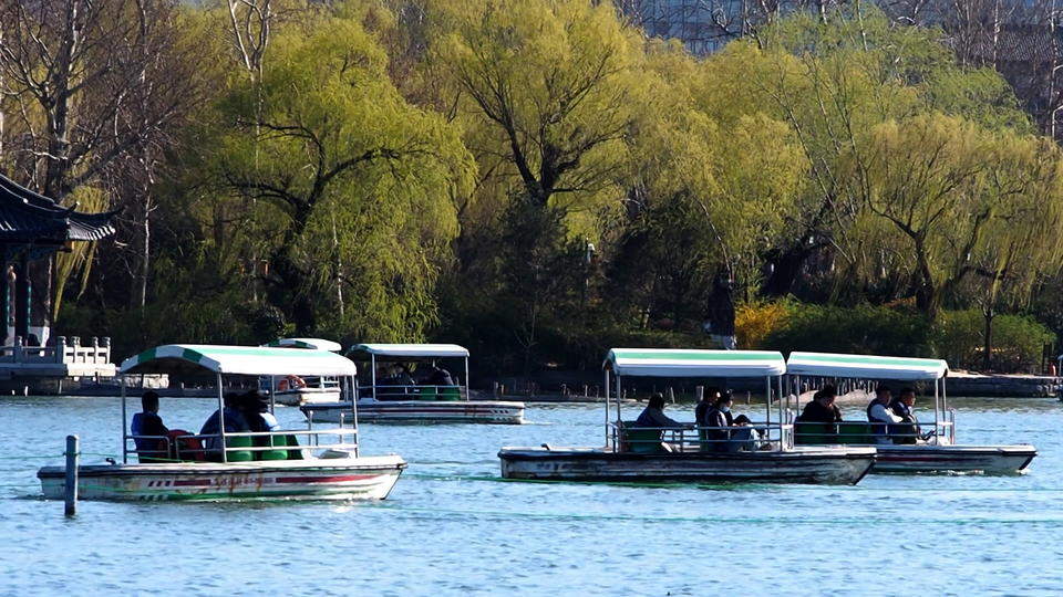 3月末的济南春光迷人大明湖荡舟浪漫温暖