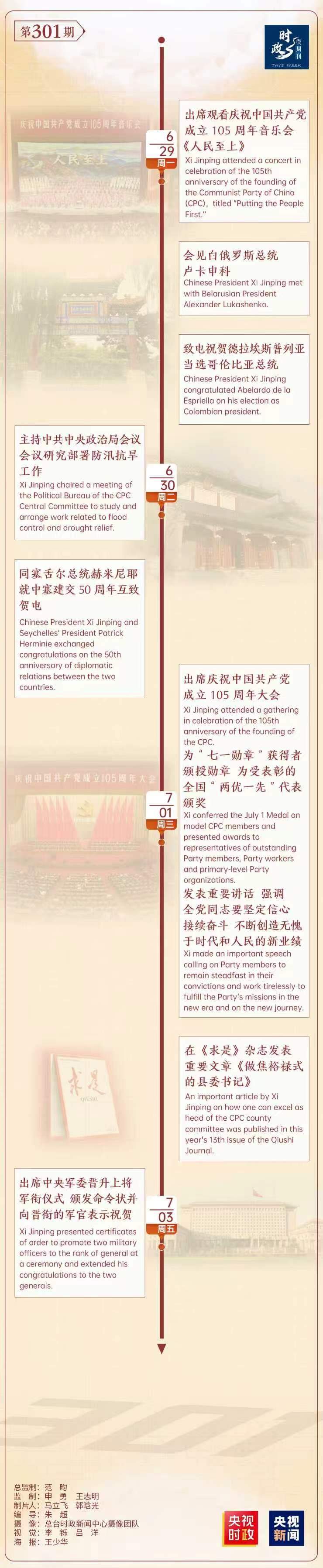 时政微周刊丨总书记的一周（6月29日—7月5日）