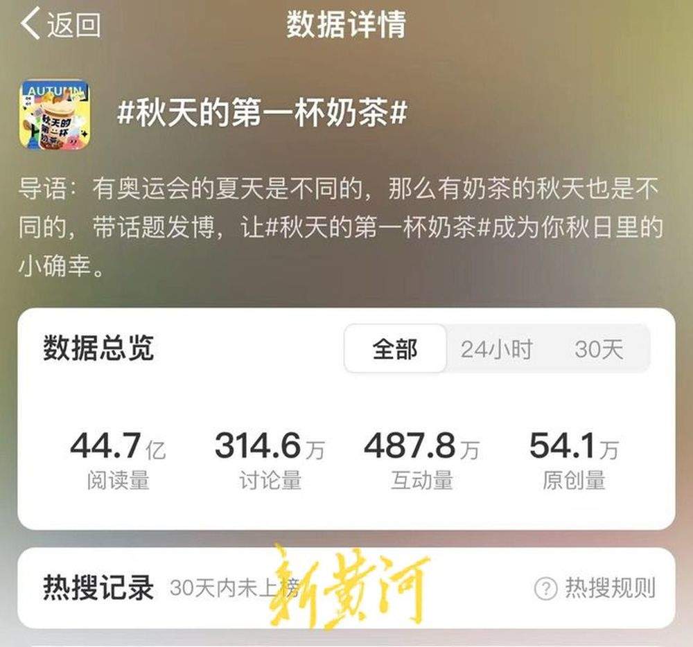 “秋天第一杯奶茶”热梗四年不过时，网友称立秋这天为“奶茶界双十一”