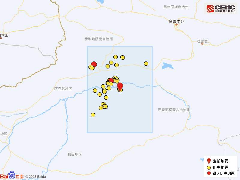 中国地震台网正式测定：新疆巴音郭楞州尉犁县发生4.8级地震
