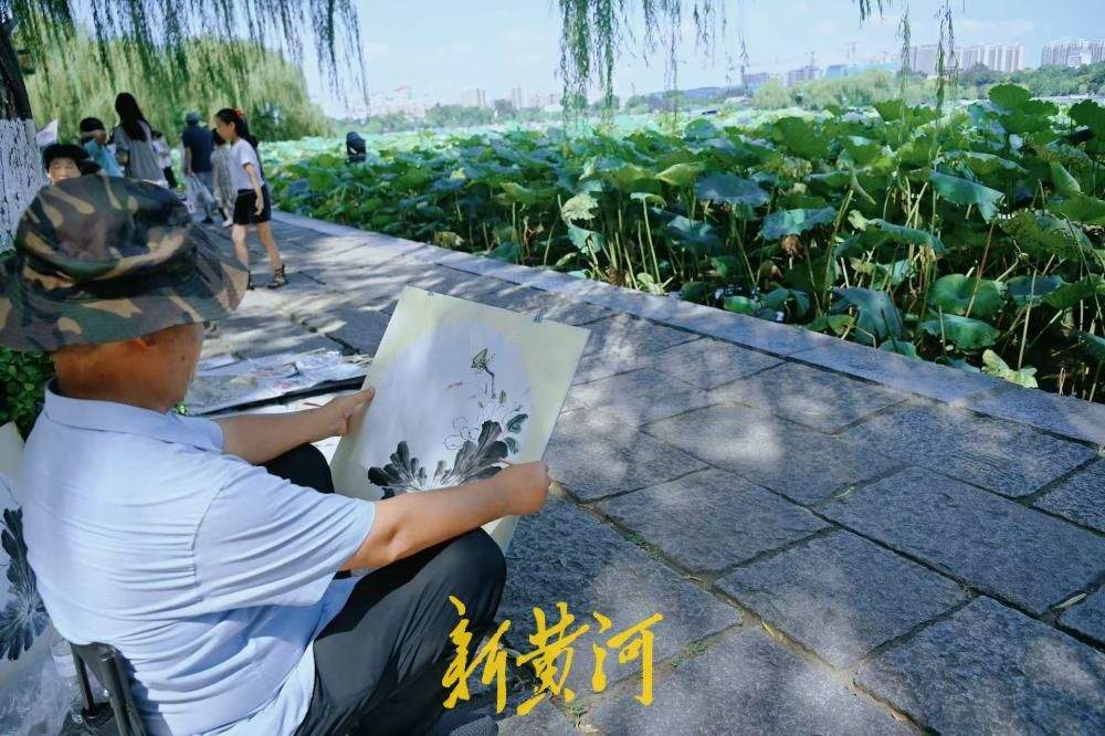 大明湖畔现场画荷，把荷塘画进画里
