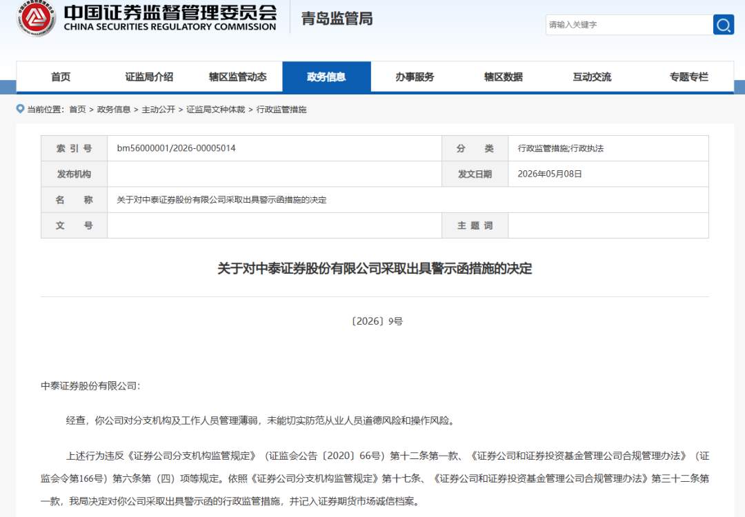 合规风险全面爆发，中泰证券这是怎么了？