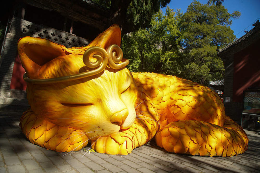 “杏”得浮生半日闲，巨型“灵岩灵猫”亮相济南