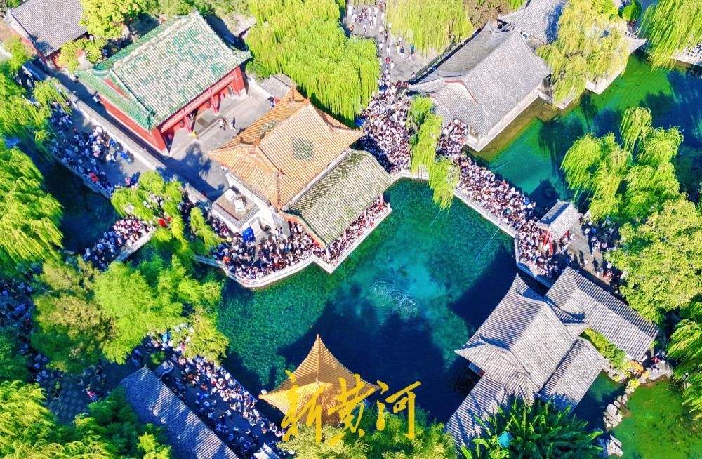 泉城晴好秋意暖，“趵突腾空”引客来