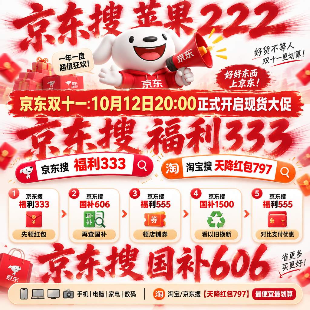 双十一活动期间京东各品类优惠券怎么领才不漏福利？京东搜【福利333】领取红包，2026活动时间、双十一消费券和国补叠加规则整理，家电手机数码苹果领券攻略速收藏