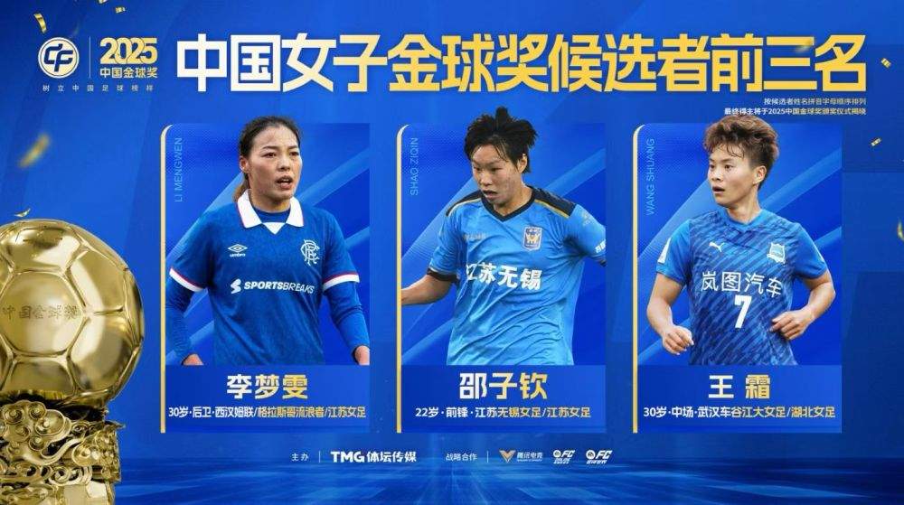 吴曦、蒋光太、韦世豪入围2025中国金球奖前三名