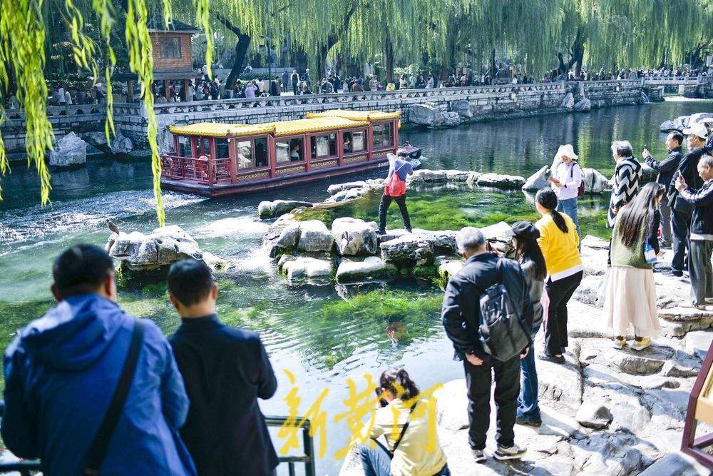 黑虎泉欢涌劲头足，三兽头喷涌引赏泉游热潮
