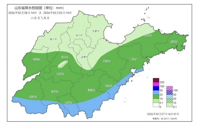 2月28日下午到3月2日，山东将迎雨雪天气，最大阵风或达9级