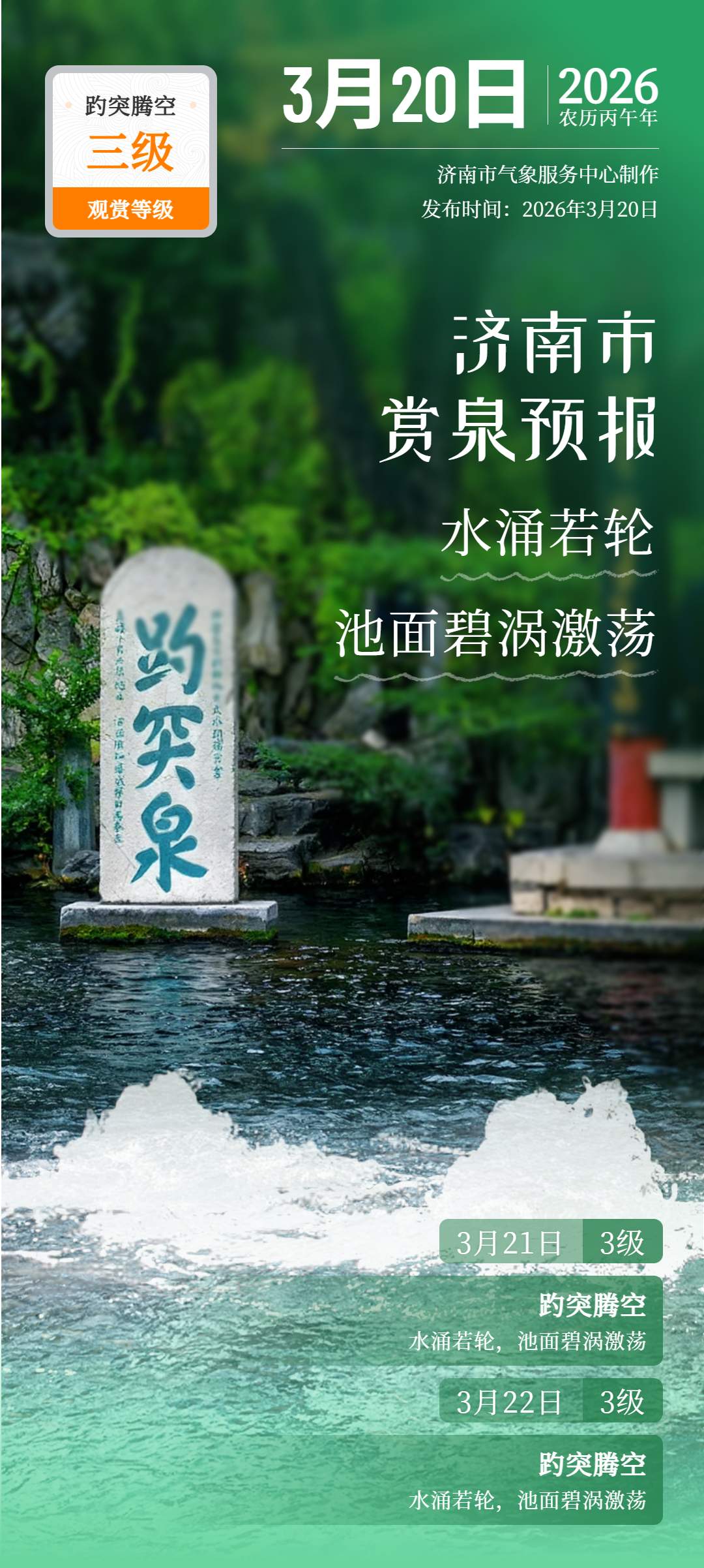 周末来济南看花赏泉，赏泉和花粉预报来了