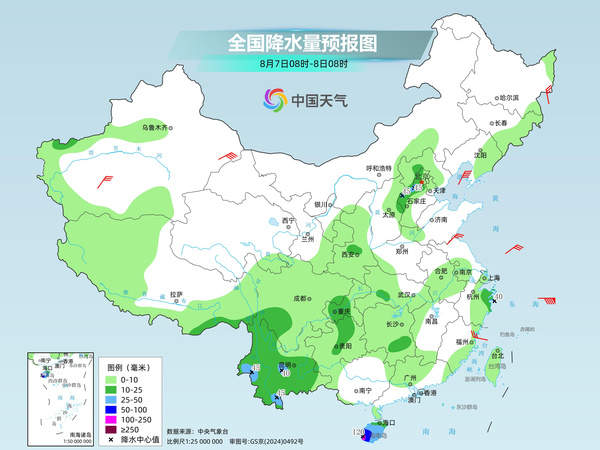 我国降雨强度进一步减弱 中东部大范围桑拿天持续局地可超38℃