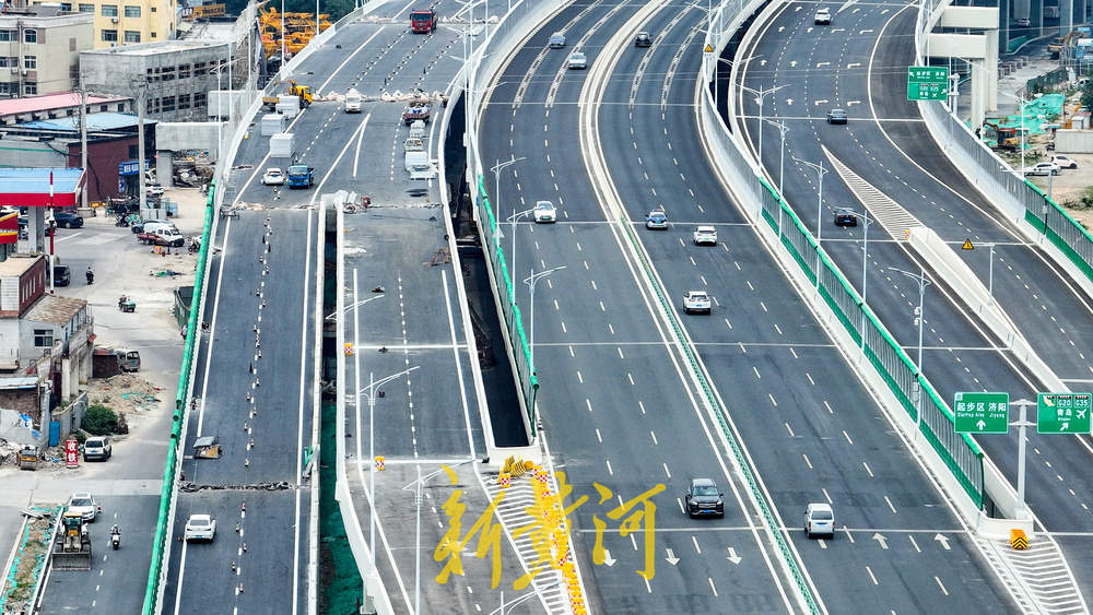 济南黄河公路大桥扩建工程 左集散道桥实现主体桥梁贯通