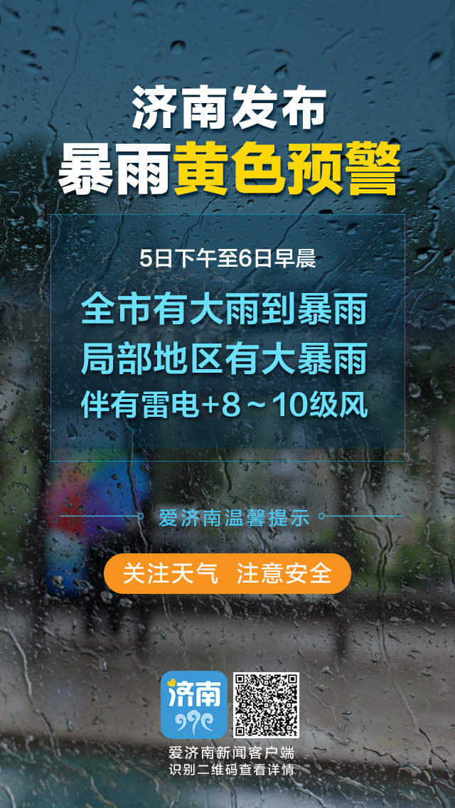 降雨已到济南！伴有雷电+8～10级风
