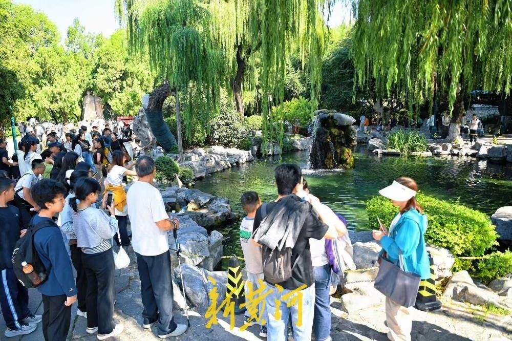 国庆赏泉正当时，济南五龙潭“月牙飞瀑”引游人驻足