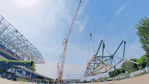 新场馆现雏形！济南黄河体育中心体育馆屋盖钢结构圆满合龙