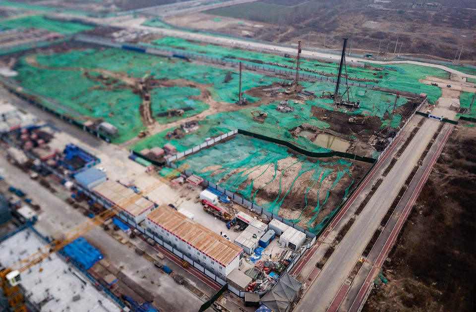 济南起步区大桥片区西部，市政基础施工进展迅速