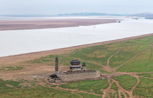 鄱阳湖跌破极枯水位,通江水体面积减九成