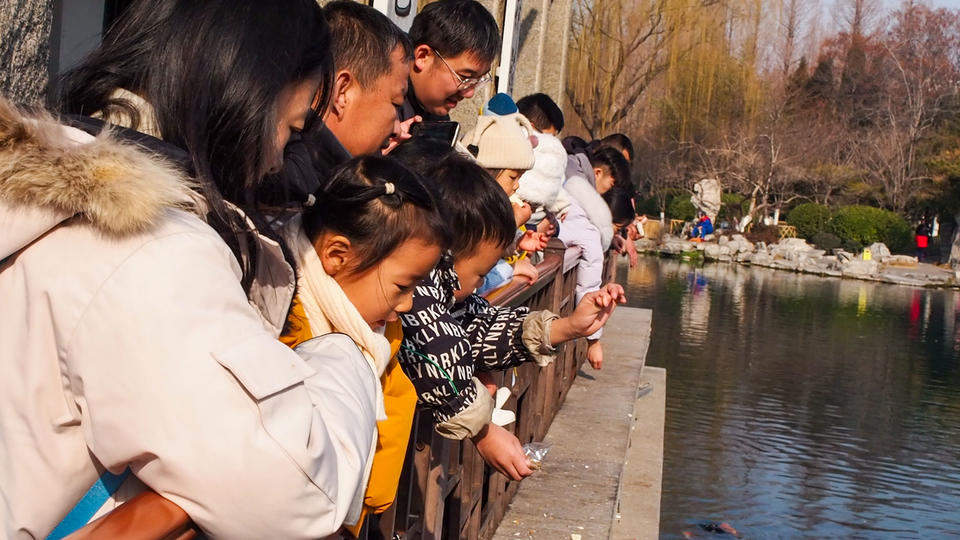 数九寒天如早春，济南各大公园游客如织
