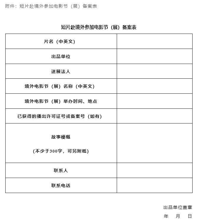 国家电影局：短片赴境外参加电影节须依法备案