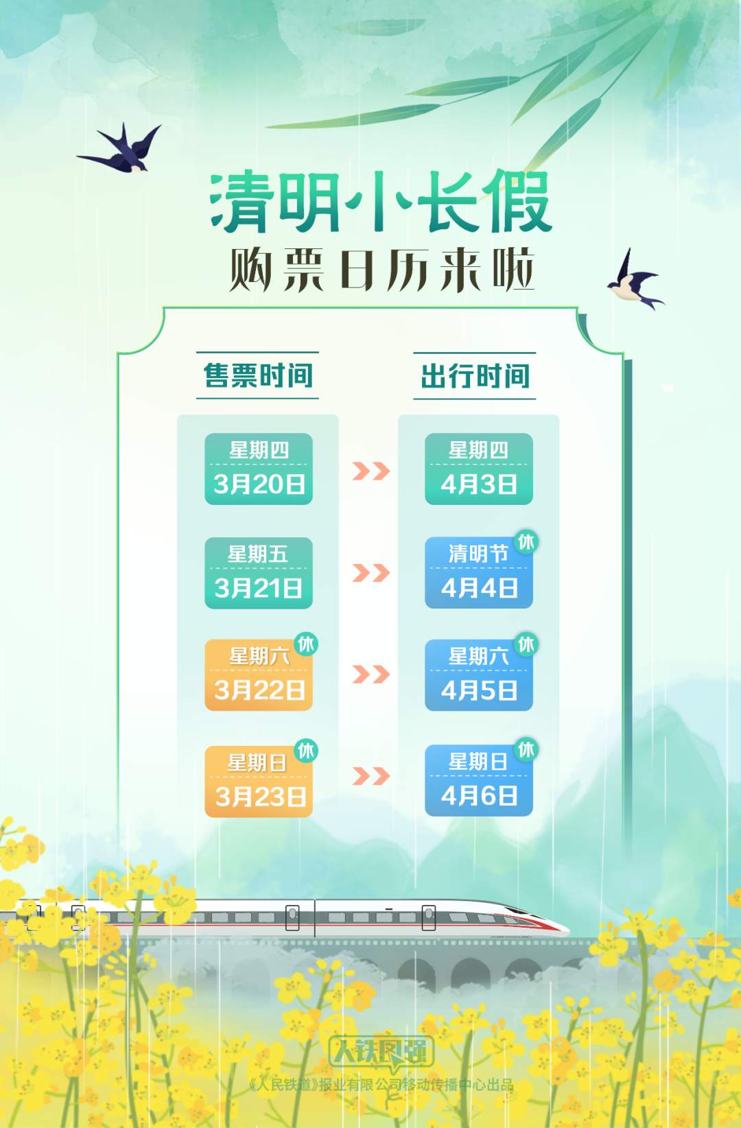 清明小长假火车票即将起售，购票日历来啦
