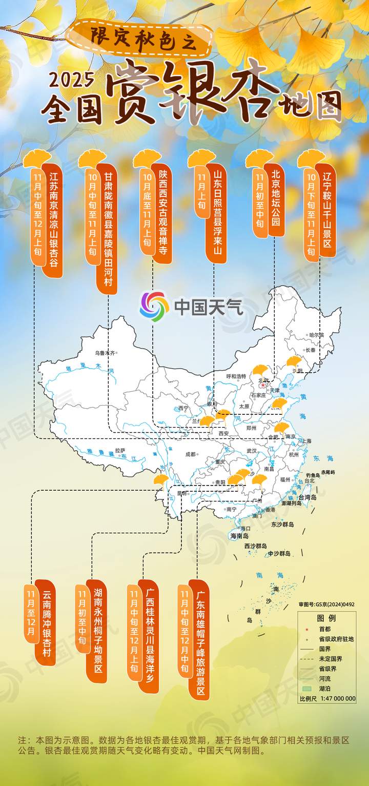收藏！全国银杏观赏地图来了