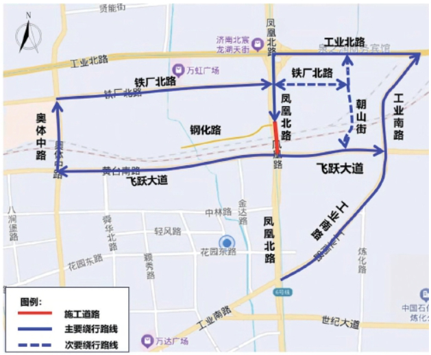 凤凰黄河大桥南延工程跨胶济铁路段进入实质性施工阶段 今起凤凰北路飞跃大道至钢化路段需绕行