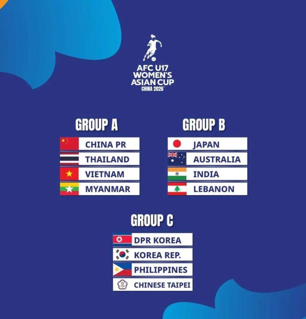U17女足亚洲杯分组揭晓 东道主中国队抽中“上上签”