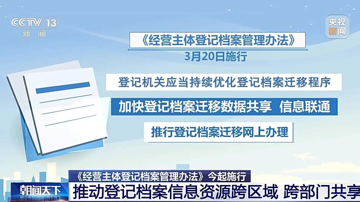 今起施行 经营主体注销后登记档案保管期限一般为20年