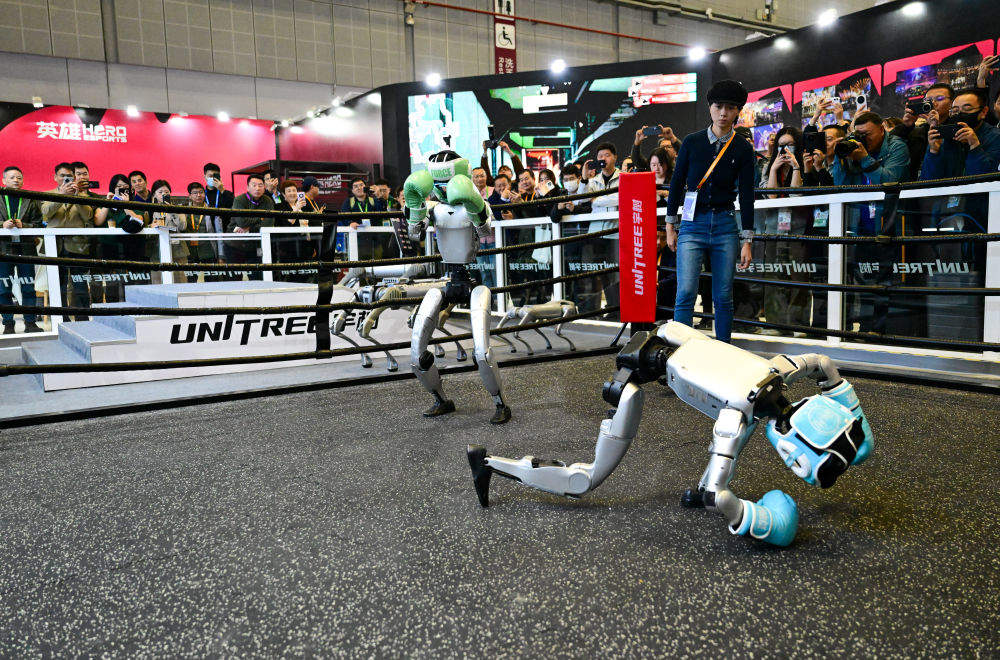 第八届进博会｜人形机器人格斗表演亮相进博会