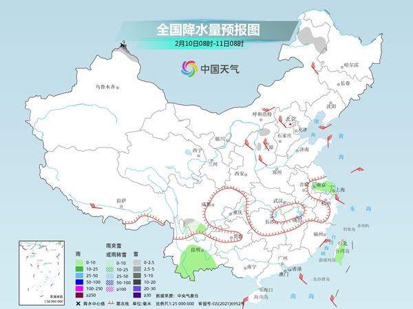 除夕日全国大部雨雪稀少 各地气温陆续进入回升通道