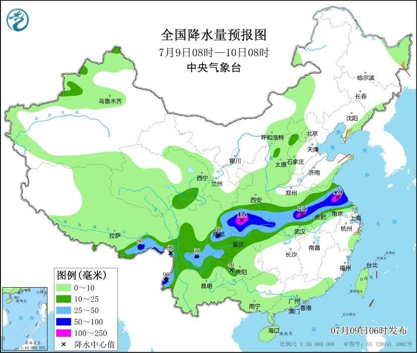 中央气象台：四川盆地至淮河流域有强降雨 江南华南等地有持续性高温天气