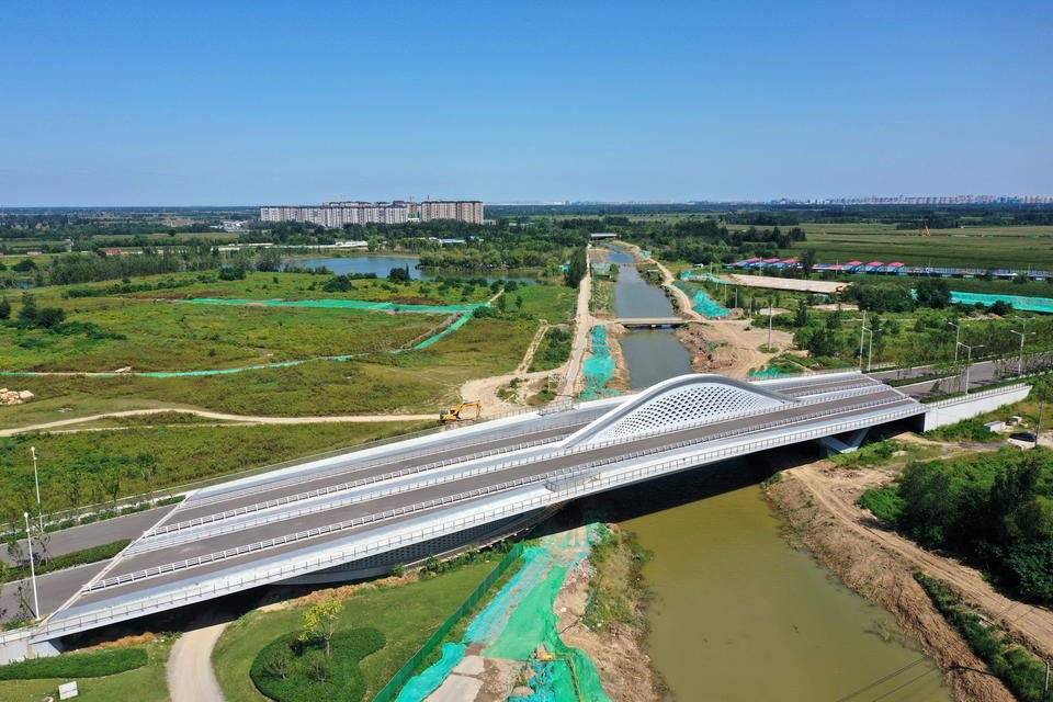 航拍济南起步区大寺河治理工程，将建成美如玉簪的景观河