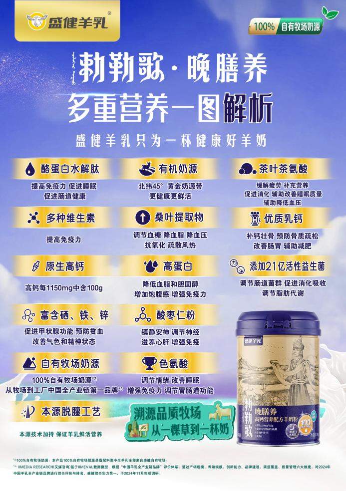 睡眠经济下营养新选,“勅勒歌・晚膳养”成人羊奶粉守护身心放松