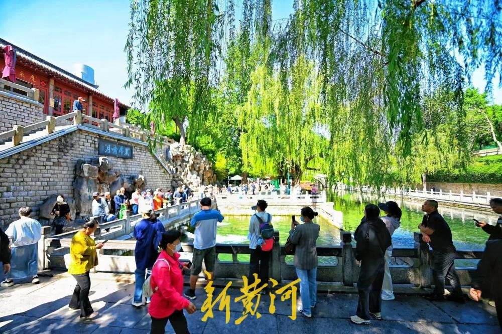 济南泉水迎入夏首涨，“黑虎啸月”引游客流连驻足