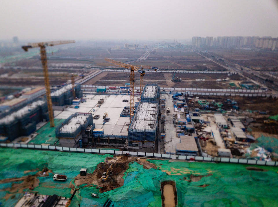 济南起步区大桥片区西部，市政基础施工进展迅速