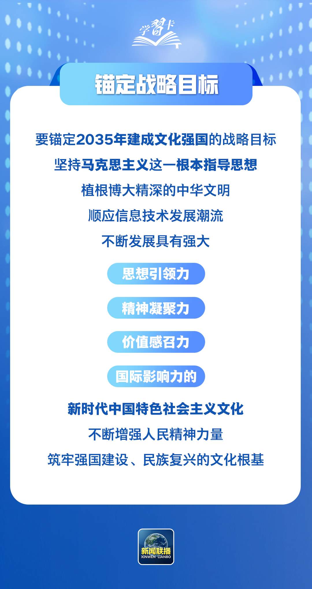 学习卡丨锚定建成文化强国战略目标，总书记这样阐释→