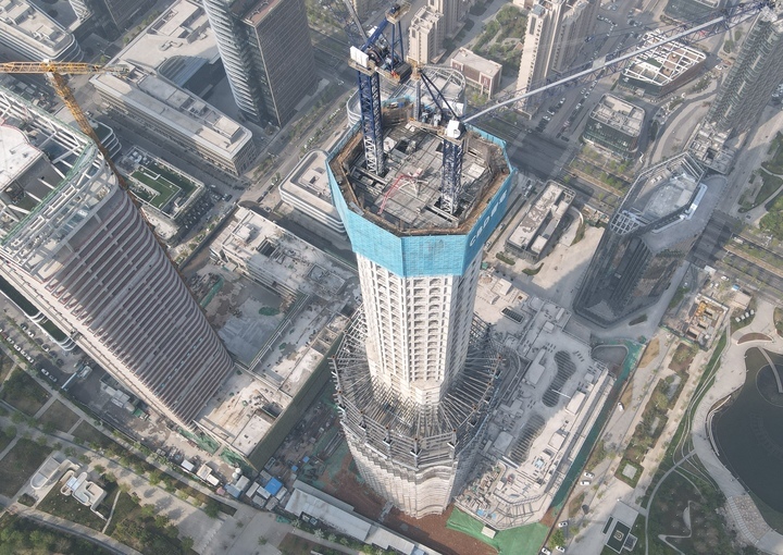 济南cbd"第四高"核心筒主体结构施工冲刺