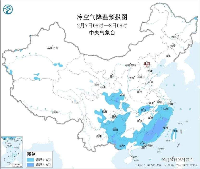 冷空气持续！江南华南等地气温走低 四川西藏等地多雨雪天气