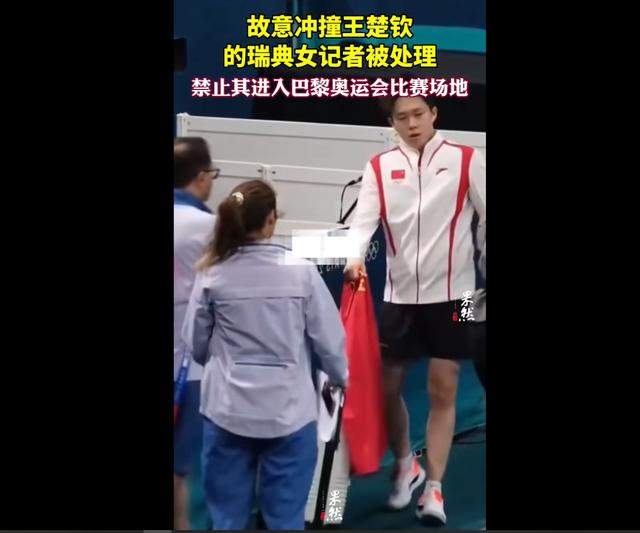 后续!撞王楚钦的瑞典女记者被处罚 禁止进入巴黎奥运会比赛场地