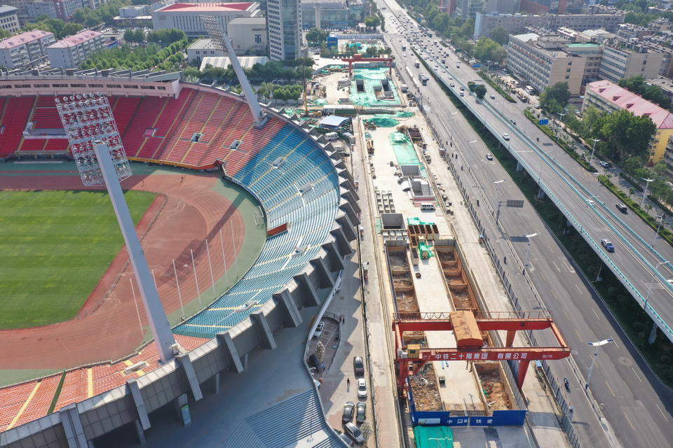 济南地铁4号线省体育中心站主体已完工，施工进入后期