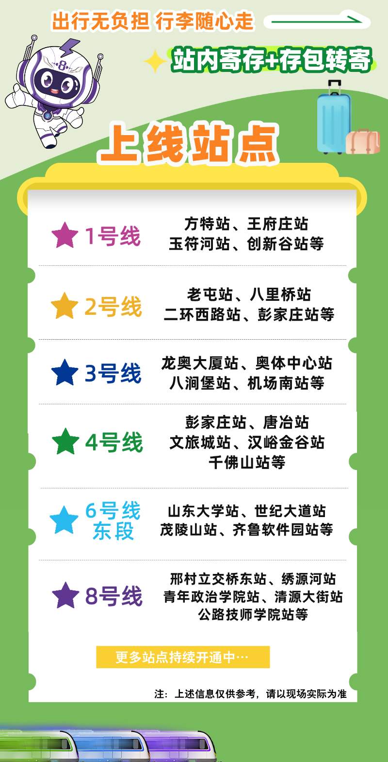 济南地铁1、2、3、4、6、8号线推寄存服务，附攻略